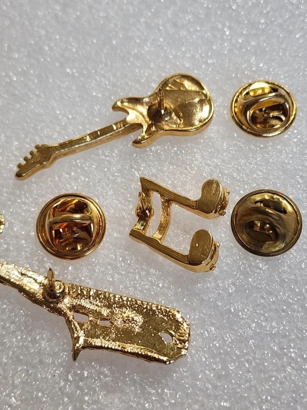 Gold Tone Music Pin Lot Saxophone Guitar Musical Notes Rhinestone
